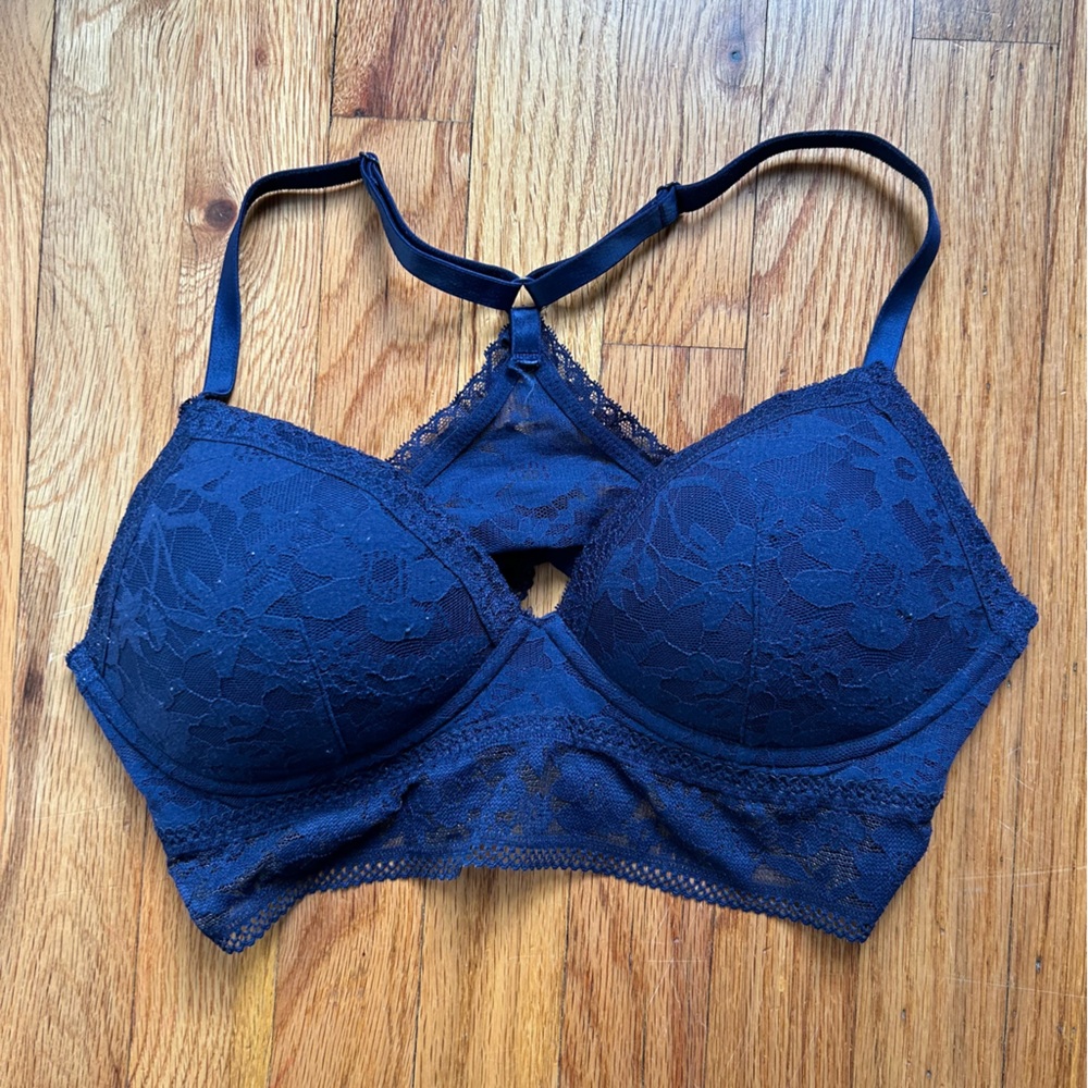 Victoria's Secret Navy Blue Pull Over Bra Lace Size Large